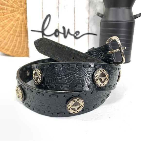 Cavender's Men's Western Mexican cattle hand tooled leather belt Size 40 - Picture 5 of 8